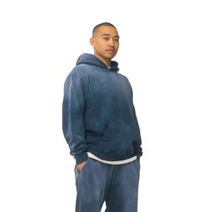 Sweat à capuche délavé à l'acide en coton polaire français Vintage 100% solide hiver Boxy Streetwear imprimé en détresse Baggy fabricant à capuche - Product Image 1