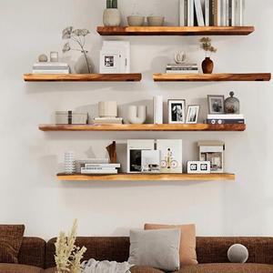 Estante Flotante de Madera de Acacia, Decoración Rústica de Pared para Baño, Cocina, Sala de Estar, Almacenamiento y Decoración del Hogar - Product Image 1