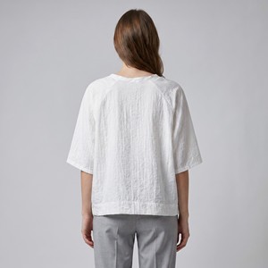 Camiseta larga con corte asimétrico, mangas raglán 3/4 y pliegues, 100% viscosa, talla única (tallas 36–44) - Product Image 2