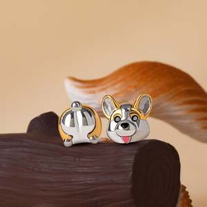 Jeulia Corgi Dog Mismatched Sterling <b>Silver</b> <b>Stud</b> Earrings for Kids Gift - Product Image 6