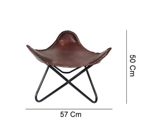 Repose-pieds en cuir véritable marron fait à la main pouf confortable tabouret pliable pour chambre à coucher ou parc - Product Image 2