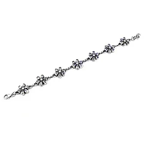 สร้อยข้อมือเงินแท้ 925 ประดับลูกปัดลายดอกไม้สำหรับผู้หญิง - Product Image 1