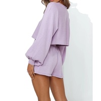 Setelan Sweater Hoodie Wanita Musim Dingin Berpayet Rumbai Berlubang 2-Potong Lengan Panjang Longgar Celana Pendek Tahan Air Bernapas 100%