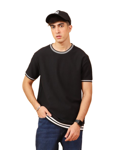 Alta calidad 100% Premium algodón calle suelta verano hombres Camiseta cuello redondo camisa Casual moda logotipo personalizado estampado en relieve - Product Image 1