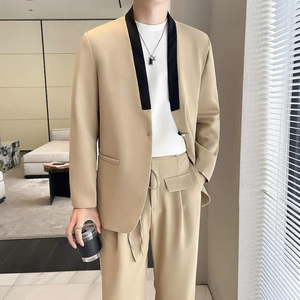 ชุดสูทสำหรับผู้ชายทรงสลิมฟิตชุดทักซิโด้ลายดอกไม้เข้ารูปกระดุมแถวเดียว2ชิ้นผ้าคลุมไหล่สำหรับงานแต่งงานงานเลี้ยงอาหารค่ำ - Product Image 1