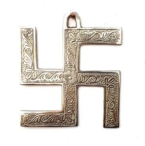 Esvástica de Metal OM Trishul para colgar en la pared, 8 pulgadas, Vastu Trishakti Yantra para el hogar, oficina, puerta principal, protección de entrada - Product Image 5