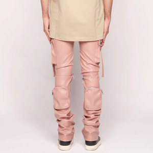 กางเกงหนังขายาวสำหรับผู้ชายกางเกงหนังพับได้อเนกประสงค์ผ้ากำมะหยี่หนา - Product Image 4