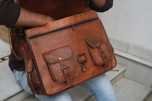 Bolso bandolera grande hecho a mano de piel auténtica unisex, diseño personalizado, deportivo y estilo vintage con logotipo personalizado, portátil de viaje para hombre - Product Image 3