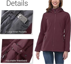 Women's Breathable Raw Woven Fleece Vintage Customizable Varsity Hooded Jackets <b>Zipper</b> Closure Stand Collar Cotton-Filled Winter - Product Image 5