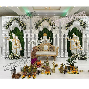Mariage indien du sud thème blanc grande scène cérémonie indienne scène de mariage traditionnelle thème blanc décor de mariage srilankan scène - Product Image 1