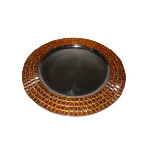 Plaque de chargeur en métal haut de gamme bordure décorative assiette de chargeur de mariage assiette de service en métal arrondie de 13 pouces - Product Image 2