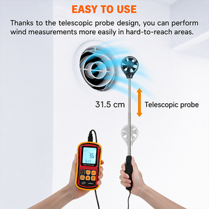 Anemómetro Digital LCD Portátil, Sensor de Velocidad del Viento, Medidor de Flujo de Aire para Pruebas en Exteriores y HVAC - Product Image 5