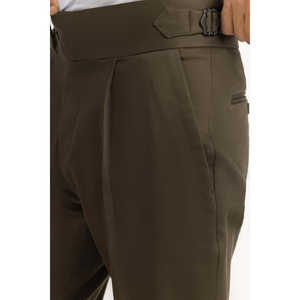 Pantalon de costume Gurkha taille haute classique, plissé devant, coupe droite, grande taille, tissu avec logo à la taille, formel FP-GRK25-005 - Product Image 3