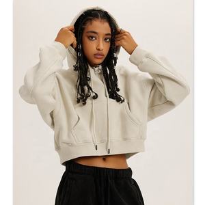 Sudadera Corta Personalizada para Mujer, Algodón, Ropa Urbana, Logotipo OEM, Sudadera Corta con Capucha, Venta al por Mayor de Fábrica - Product Image 5