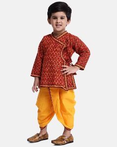 Robe traditionnelle indienne pour enfants, vêtements pour garçons, motif traditionnel ethnique Rajasthani, ensemble Dhoti - Product Image 5