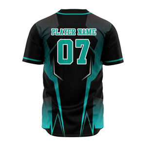 Sublimación personalizada Uniforme de béisbol Jerseys Conjuntos Poliéster Hecho Cuello en V Botón Abajo Adultos Ropa deportiva Jersey de béisbol - Product Image 4