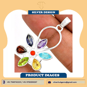 Colgante curativo de piedra natal natural de Plata de Ley 925 al por mayor ajuste multipunta ajuste multipiedra lindo ajuste multipunta lindo - Product Image 4