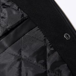 เครื่องแบบทีมโรงเรียนเสื้อแจ็คเก็ตเบสบอลแขนหนังแท้สีดำเสื้อโค้ทตัวอักษรสำหรับนักศึกษาฤดูใบไม้ผลิฤดูหนาว - Product Image 5