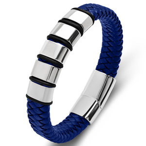 Pulsera magnética con logotipo grabado personalizado, joyería de lujo, pulsera de cuero trenzado para <span class=keywords><strong>hombre</strong></span> - Product Image 6