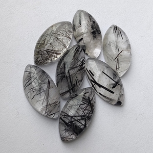 Wholesale Fine Quality Brazilian Lavira Brand Marquise Cut Natural Black Rutile Opal Cabochon Crystal Flat Back Loose Gemstones - Product Image 6