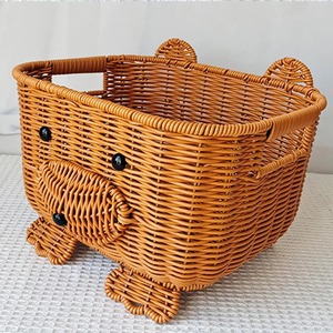 Cesta de Mimbre Plástico Tejida a Mano con Diseño de Oso, Cestas de Almacenamiento Hechas a Mano, Mimbre Natural, Modernas y Multifuncionales, Hechas en Vietnam - Product Image 4