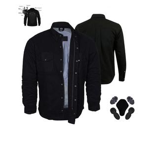 Ropa de Montar Personalizada para Hombre y Mujer, Talla Grande, con Armadura Oculta, Franela Negra DuPont, Forro de Aramida, Protección CE, Cremallera - Product Image 1