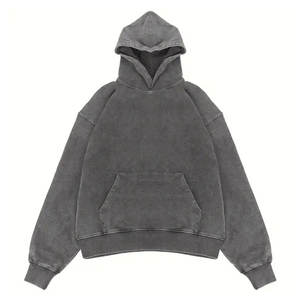 Nueva sudadera de gran tamaño para hombre con lavado ácido, ropa de calle personalizada, Sudadera con capucha de tela de algodón con lavado ácido para hombre Vintage para hombre - Product Image 2