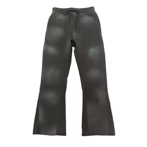 Pantalones Deportivos de Estilo Vintage Personalizados, Lavados, Desgastados, con Efecto Ácido, Acampanados, con Parches, Elásticos, para Hombre - Product Image 4