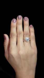 Anillo de Halo de Moissanita con Corte Corazón, Color D, VVS, Romántico, para Mujer, Plata de Ley 925, Sin Níquel, Regalo de Boda Clásico para Pareja - Product Image 4