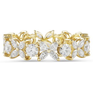 Anillo de Eternidad con Diamantes de Laboratorio Redondos y Marquise, Elegantes Anillos de Diamantes para Manos Pequeñas - Product Image 1