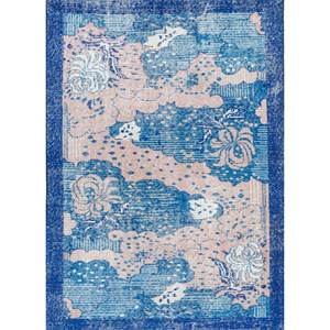 Tapis en laine noué à la main bleu vintage Pae-2113, motif floral, grand tapis pour la décoration de la maison, du salon et du couloir, taille 9x12 - Product Image 1