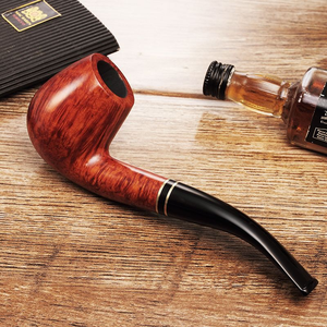 Pipe à fumer droite en bois de style vintage avec finition laquée, pipe à tabac traditionnelle - Product Image 2