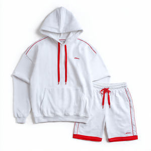 High Quality Winter Hoodie Shorts Two Piece Set Streetwear Jogger Fleece Hood Top <b>Men</b> - Product Image 2