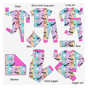 Weiwei thấp moq đôi dây kéo dài tay áo tre trẻ em ngủ Halloween Rompers với còng - Product Image 1