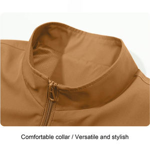 Gilet à coque souple pour hommes couleur marron col montant quatre poches zippées épaule arrondie gilet Softshell imperméable - Product Image 5