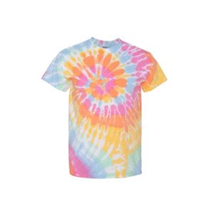 Camisetas Tie-Dye con estampado personalizado de alta calidad para hombre, cuello redondo de gran tamaño con media manga, logotipos bordados, tela de punto hecha - Product Image 3