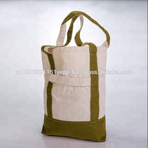 Wholesale Reusable Cotton Tote Shopping <b>Bags</b> with Custom Logo & Screen Pattern <b>Mesh</b> Handle for Gift Packing - Product Image 6