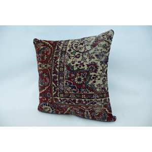 28x28 Inch Multicolor Paisley Patchwork Wool <b>Pillow</b> Vintage Woven Decorative Cushion - Product Image 3