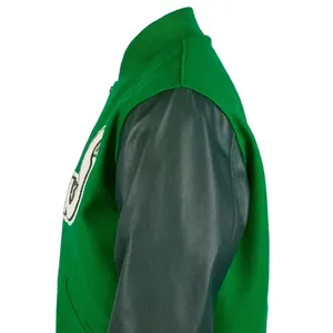 Breathable Green and White Sleeves Men Varsity <b>Jackets</b> 2024 Custom Baseball Letterman Varsity <b>Jacket</b> - Product Image 5