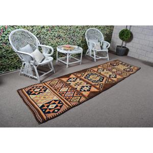 Turkish Vintage <b>Rug</b>, 3.1x10.8 ft <b>Runner</b> <b>Rug</b>, Brown Floral <b>Rug</b> - Product Image 2