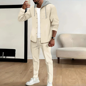 Ensemble deux pièces de survêtements pour hommes à la mode à logo personnalisé Ensemble veste et pantalon de survêtement slim - Product Image 2