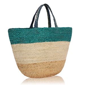 Sac fourre-tout en jute Tyntra en forme de seau, taille personnalisée, grand, vert beige, sac de plage, sac de shopping, avec poignée longue pour l'épaule - Product Image 5