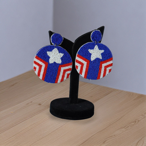 Customized United Independence Beaded <b>Earrings</b> in <b>Red</b> White Blue Classic Style Patriotic Jewelry for Sale from India - Product Image 4