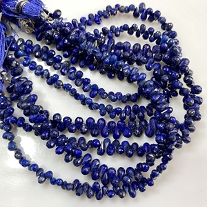 Perles Briolette en forme de goutte à facettes Lapiz Lazuli naturelles Perles en forme de larme de pierres précieuses naturelles - Product Image 1