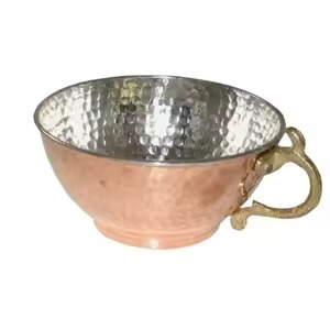 Juego de tazas de cobre de diseñador elegante con acabado pulido y martillado, perfecto para café, té y decoración moderna para el hogar - Product Image 2