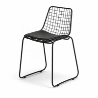 Silla de Comedor de Alambre Metálico WILLOW, Color Personalizado con Recubrimiento en Polvo |   Muebles de Exterior para Restaurantes Industriales |   Asiento Acolchado para Cafetería o Bistro