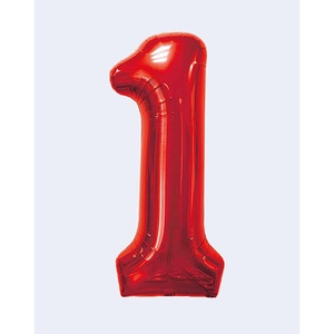 Palloncini Numero Rosso N1 45cm, Confezione da 12 Pezzi - Product Image 1