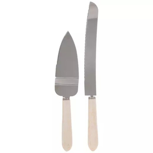 Juego de servidor de pastel de acero inoxidable resistente, peso ligero, fácil de sostener y lavar en hoja plateada con mango negro - Product Image 6