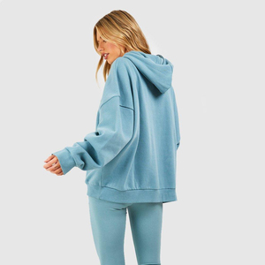 Sudadera con capucha de hombro caído de gran tamaño para mujer de alta calidad 100% Material de algodón transpirable ligero estampado de logotipo personalizado - Product Image 3