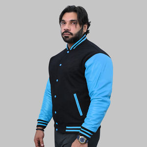 Veste universitaire vierge en mélange de laine personnalisée pour l'hiver Manteau de baseball brodé personnalisé Veste à manches en cuir pour l'hiver - Product Image 3